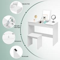 Juego Tocador de Maquillaje Plegable con Espejo y Taburete Mesa de Maquillaje de Madera de Alto Brillo 100x45x76cm Escritorio Tocador Moderno para Dormitorio - details 6