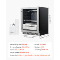 Refrigerador de Maduración en Seco SucceBuy de 45 KG para Filetes, Refrigerador para Maduración de Carne con Temperatura y Humedad Ajustables, Unidad de Maduración de Carne Independiente o Bajo Encimera para Uso en el Hogar, Cocina, Restaurante y Hotel - details 9