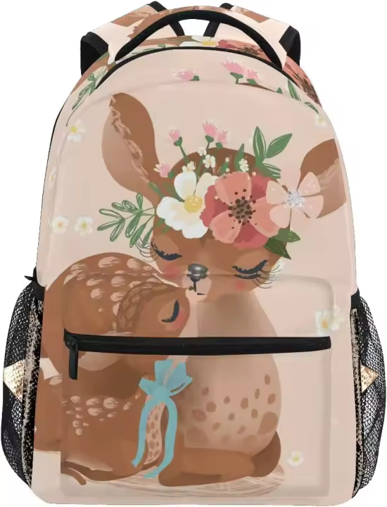 Mochila escolar de ciervo para niños y niñas, bolsa de viaje informal para computadora portátil - 1