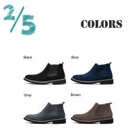 Botines Chelsea de cuero de ante de vaca para hombre, botas de Motocicleta sin cordones, informales, a la moda, primavera y otoño, novedad - details 1