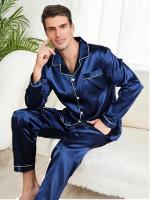 Conjunto de Pijama de Seda para Hombres Ropa de Dormir de Manga Larga Pijama de Satén para Dormir en Casa Talla Grande Disponible Ropa de Olla para Hombres - details 5