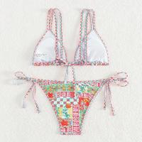 Conjunto de Bikini con estampado Floral para mujer, traje de baño con hebilla de corte alto en la espalda, 2 piezas - details 3