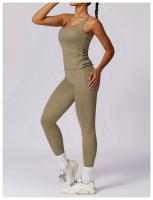 Conjunto de yoga de cintura alta, pantalones y sujetador sin mangas para levantar la cadera - details 15