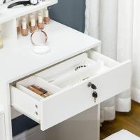 Taburete y Espejo Mesa Maquillaje con 4 Cajones 4 Compartimientos Almacenamiento Estilo Morno 80x38x143 cm Blanco - details 5