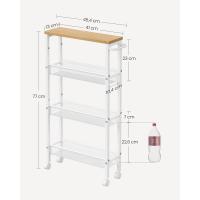Carro de 4 Niveles, Carro Estrecho de Cocina con Ruedas, con Asa, para Espacio Reducido, 22 x 45,4 x 77 cm, para Cocina, Baño, Salón, Estudio, Marrón Rústico y Negro - details 28