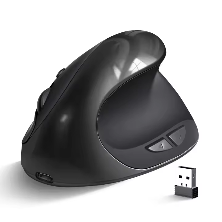BTS-908-ratón vertical recargable inalámbrico, receptor ergonómico de 2,4G, USB 1600 DPI ajustable - 1