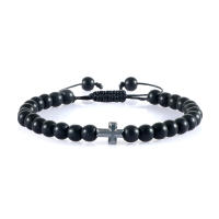 Pulsera de Piedra Natural 6mm Estilo Trenzado para Hombres y Mujeres Cruza de Oración Jesús - details 7