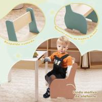 Juego de mesa y silla infantil 4 en 1, mesa infantil de madera con 2 sillas, manualidades, dibujo, lectura, mesa infantil con almacenamiento, pizarra desmontable para guardería (verde) - details 20