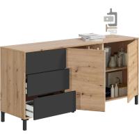 Mueble Buffalo de Estilo Brooklyn 2 Puertas, 3 Cajones Acabado en Color Roble Nodi y Gris Antracita - details 3