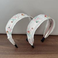 Diadema de encaje bordada de estilo coreano para mujer, diadema con bordes anchos, lazo de flores, cuerda para el cabello, banda para el cabello con diamantes de imitación florales de hadas - details 14