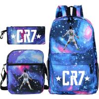 Mochila ligera de estilo sencillo para hombre y mujer, morral escolar con capacidad para ordenador portátil, 3 piezas, CR7 - details 15