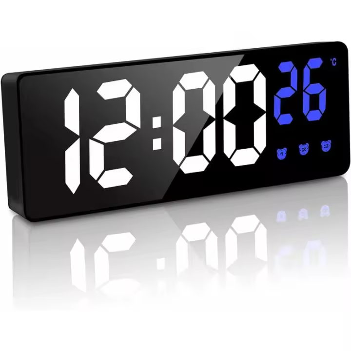 Reloj Despertador Digital LED 6.7'' Activación de Voz y Brillo Ajustable No Tacta - 1