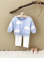Conjunto de dos piezas de suéter con parche de nube para niños y niñas recién nacidos versión coreana de pantalones casuales de manga larga de otoño para bebés - details 0