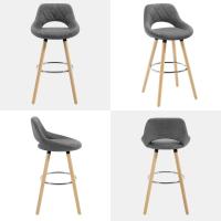 Juego de Taburetes de Cocina Alto 2 Piezas con Resalto y Reposapiés Altos para Bistro, Cafetería y Cocina Funda de Piel Sintética y Patas de Madera Blanco - details 15