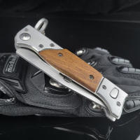 Cuchillo De Sobrevivencia AK-47 Para Caza Al Aire Libre Hoja De Acero 440C Mango De Madera Coloreada Con Funda EDC Táctico De Hoja Plegable - details 2