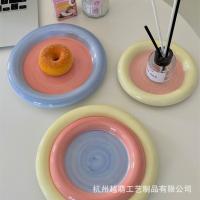 Crema pintada a mano gordita linda cerámica desayuno postre plato plato de cena plato de almacenamiento de alto valor pequeño - details 5