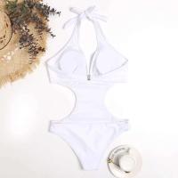 2023 sexy corte Trikini nuevo sólido Tre, escote en V profundo, espalda descubierta es un traje de baño Monokini para mujer Tre - details 10