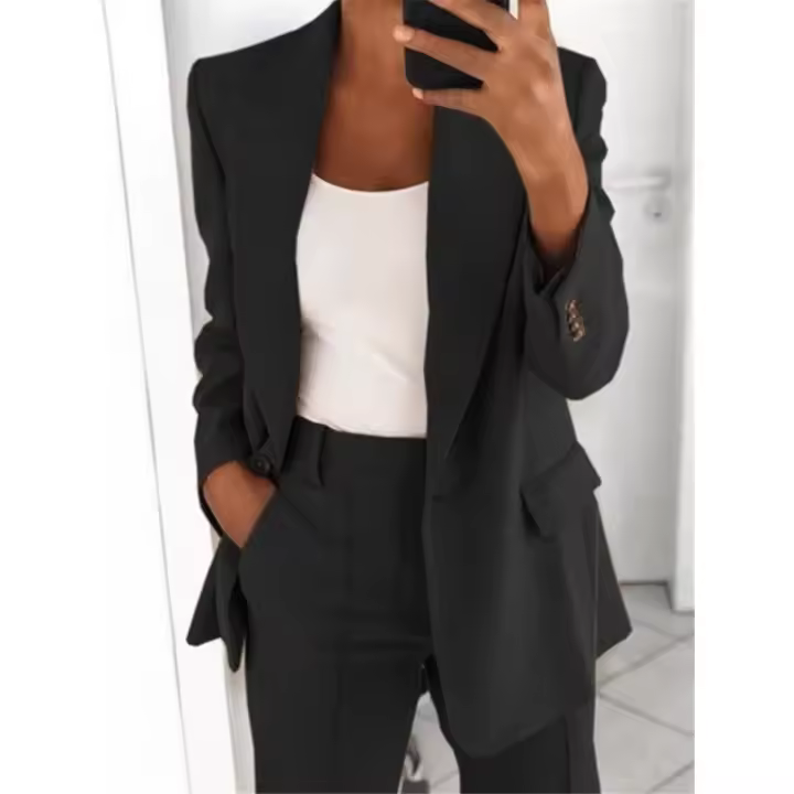 Trajes de ocio Mujer 2 Conjunto，Chaqueta y pantalón con solapa y botón - 1