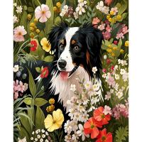 RUOPOTY-pintura artesanal de animales por números, pintura acrílica de perros y flores por números, arte de pared moderno pintado a mano para decoración del hogar - details 0