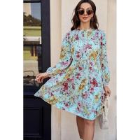 Vestido de manga larga para mujer, falda de pastel floral informal elegante para moda joven nueva - details 5