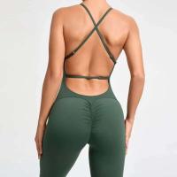 Mono deportivo de yoga sin costuras para mujer, color melocotón, glúteos ajustados, tirantes ajustables, belleza de espalda, gimnasio - details 11