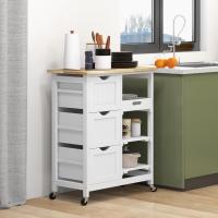 Cocina Islandesa Carrito Auxiliar con 3 Cajones, 2 Estantes Abiertos, Banja Extraíble Blanco - details 1
