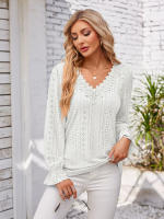 Ropa de calle informal elegante para mujer, camisetas lisas para mujer, ropa de moda para mujer, camisas Vintage para mujer, Top de primavera - details 8