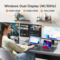 Estación de Acoplamiento de Aluminio Mslforce Ultrafina, Todo en Uno, con Puertos USB-A, USB-C, HDMI, VGA, Ethernet, Ranuras para Tarjetas SD/TF Para iPad, iPhone 15, PC de Tablet Certificado CE - details 5