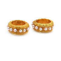 Color dorado mate, latón y perlas de imitación de plástico, espaciador de rueda, cuentas para pulsera, accesorios para hacer joyas Diy - details 17
