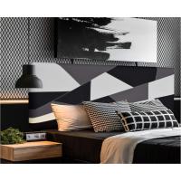 Cabecero de cama tapizado en polipiel Mod. Brooklyn 1, para cama de niño, juvenil y matrimonio (Blanco-Negro-Gris, 140x70) - details 7