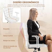 Silla de Oficina sin Reposabrazo Silla Oficina Tapizada de Cuero PU Silla con Ruedas Silla Ergonómica Base Metal Blanca - details 46