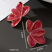Pendientes de pétalos de esmalte rojo, R de metal para mujer, joyería, estilo de moda, regalos navideños, accesorios de lujo diarios MQ478 - details 0