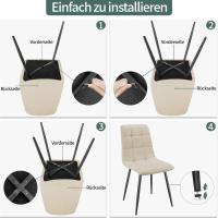 4 Sillas de Comedor Diseño a Cuadros, Tela de Lino, Patas de Metal Negro - details 6