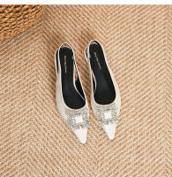 Nuevos zapatos planos de estilo francés con hebilla cuadrada y boca baja para mujer - details 23