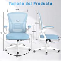 Silla de Oficina Ergonómica Ajustable Respirable, Ajustable, Giratoria de 360°, Reposabrazos Abatibles de 90°, Soporte Lumbar - details 22