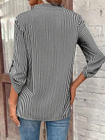 Camisas informales holgadas a rayas para mujer, blusas Vintage a la moda, Tops elegantes para mujer joven, Otoño, 2024 - details 14