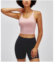 SHINBENE Sexy Strappy Wireless Sports Bra Crop Tops Women Padded Push Up Longline Gym Yoga Bras Cotton Feel Workout Brassiere - details 23