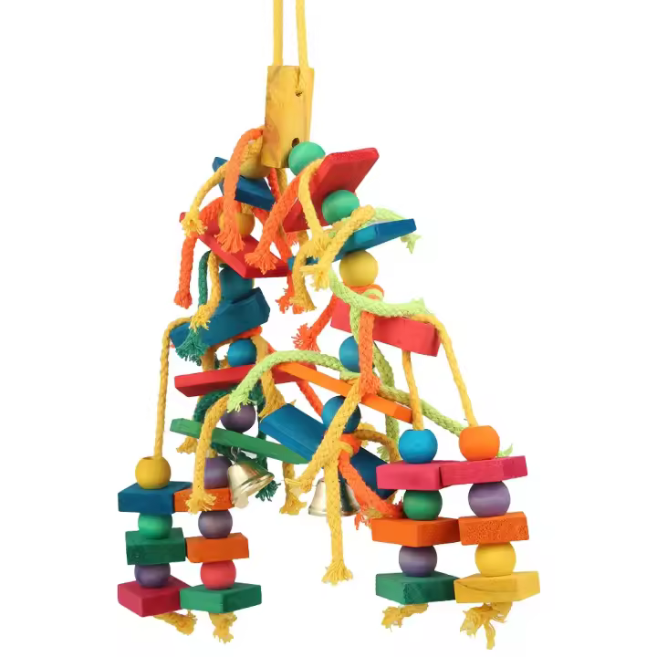 Juguetes de madera para loros, jaula de pájaros de amor, juguetes de entrenamiento divertidos, cuerda de algodón, juguete resistente a las mordeduras, producto para mascotas - 1