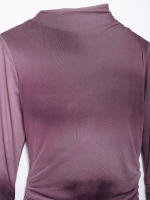 n Estampado de otoño de colores de tul plisado simple para mujer, vestido de malla informal de manga larga con - details 16