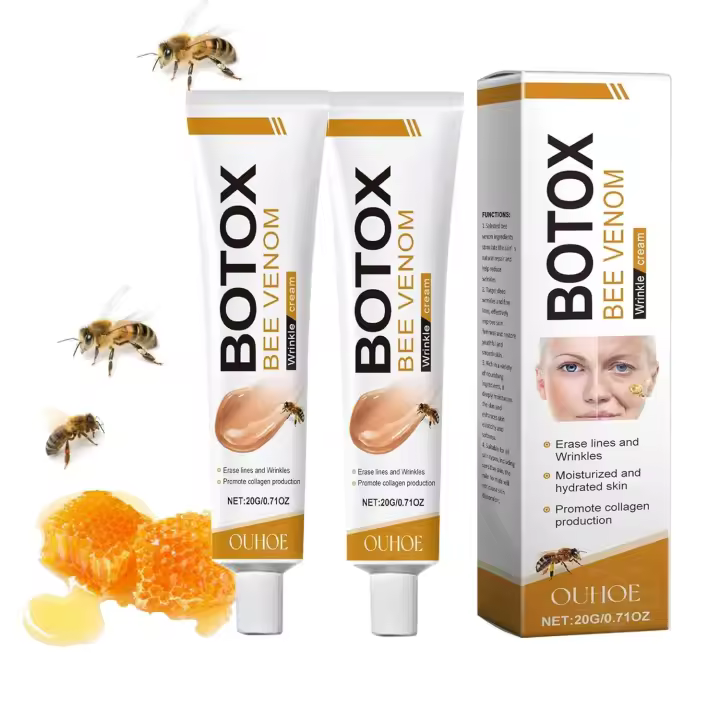 Grospe 2PCS Botox Eliminación de arrugas Reafirmante, hidratante, lifting y recuperación - Crema antienvejecimiento de veneno de abeja para todo tipo de piel - 1