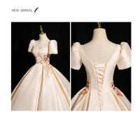 Elegante Vestido de Satén Francés para Mujeres Ideal para Bodas, Reuniones Anuales, Actuaciones de Arte Moda de Alta Sensación - details 5