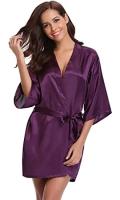 Bata de satén para mujer, lencería íntima, ropa de dormir sedosa, regalo de boda nupcial, bata de baño tipo kimono informal, camisón Sexy - details 31