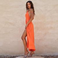 Vestido con abertura y espalda hueca para mujer, cadena con colgante de Color liso, vestidos elegantes para fiesta, novedad de verano - details 19