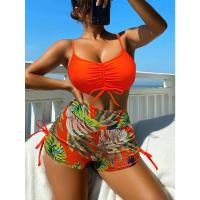 2025 Bikini traje de baño con cordón mujeres pantalones cortos de cintura alta traje de baño femenino acolchado traje de baño natación ropa de playa verano - details 54