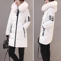Moda mujer invierno algodón abrigo Parka grueso acolchado relleno con capucha longitud media cálido Zip Up Slim señora abajo abrigo largo - details 4