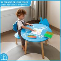 Mesa y Silla Infantil Divertidos Formas Marinas y Juego en Raya Madera de Pino Montaje Fácil - details 4