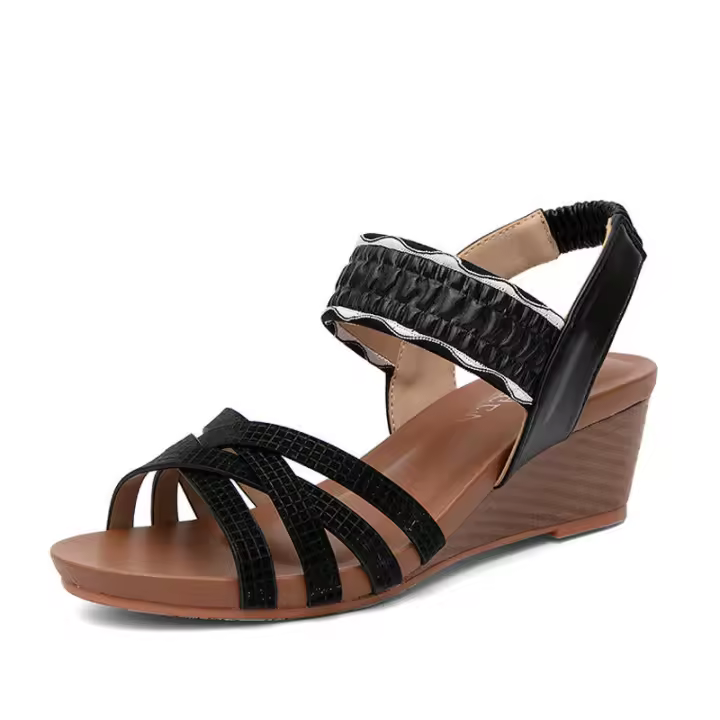 Sandalia Suela gruesa 2025 Sandalias de moda Tacones inclinados para mujer Zapatos de playa frescos - 1