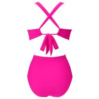 One Piece Tankini De Verano 2024 Para Mujer Talla Grande Estilo Halter Monokini De Playa Con Push-Up Cintura Alta Traje De Baño Unicolor - details 21