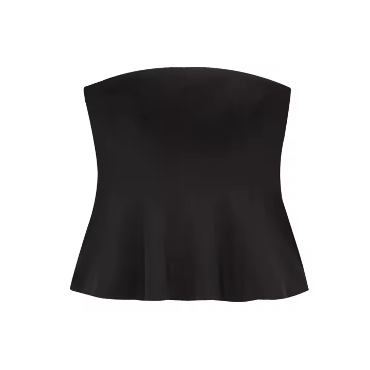 PB & ZA 2025 Falda corta estilo dobladillo fuera del hombro temperamento simple color sólido tubo top novedad de verano ropa de mujer - 1