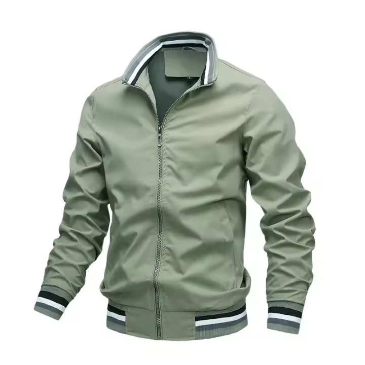 Chaqueta cortavientos informal para deportes al aire libre con cuello alto y cremallera para hombre, ropa impermeable, otoño e invierno - 1